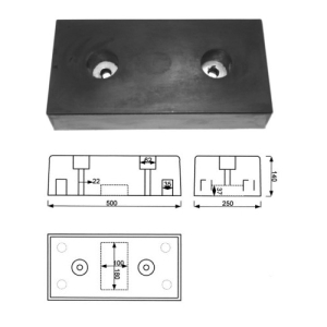 Gummipuffer für Laderampen 500 x 250 x 140 mm
