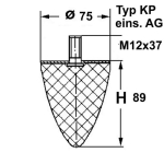 Typ KP, Ø 75 Höhe 89 mm, AG M12x37, NK 55