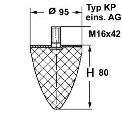 Typ KP, Ø 95 Höhe 80 mm, AG M16x42, NK 55