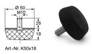 Typ K, Ø 50 Höhe 18 mm, AG M10x28, NK 55