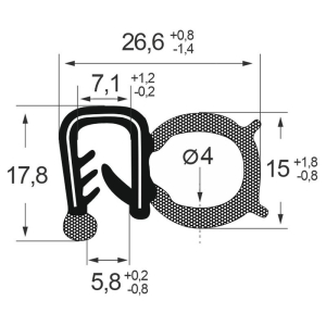 Kantenschutzdichtprofil 138688, KB 2-4, EPDM, schwarz
