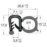 Kantenschutzdichtprofil 138688, KB 2-4, EPDM, schwarz
