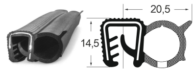 Kantenschutzdichtprofil 1311015S2, KB 2-4, EPDM, schwarz