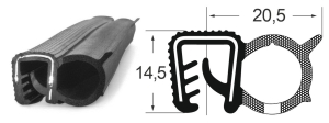 Kantenschutzdichtprofil 1311015S2, KB 2-4, EPDM, schwarz