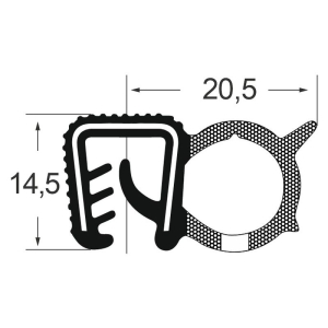 Kantenschutzdichtprofil 1311015S2, KB 2-4, EPDM, schwarz