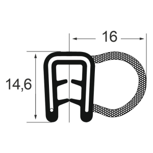 Kantenschutzdichtprofil 1310058, KB 1,5-3, EPDM, schwarz