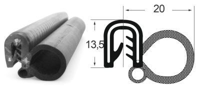 Kantenschutzdichtprofil 1311038, EPDM, schwarz