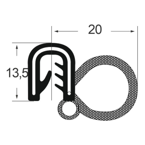 Kantenschutzdichtprofil 1311038, EPDM, schwarz