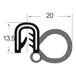 Kantenschutzdichtprofil 1311038, EPDM, schwarz