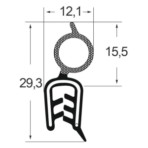 Kantenschutzdichtprofil 1311030, KB 1-3,5, EPDM, schwarz