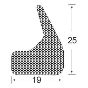 Moosgummiprofil MGG25024, mit Lippe, EPDM 19x25, grau