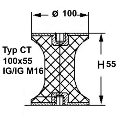 Typ CT, Ø 100 Höhe 55 mm, IG/IG M16, NK 55