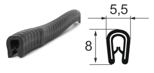 Kantenschutzprofil 1310064, KB 0,8-1,5, PVC 5,5x8, schwarz,