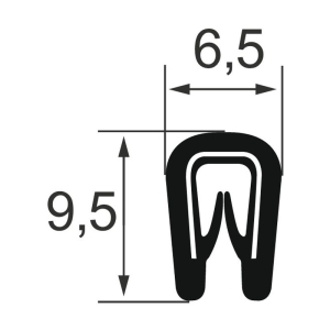 Kantenschutzprofil 1310002S, KB 1-2, PVC 6,5x9,5, schwarz