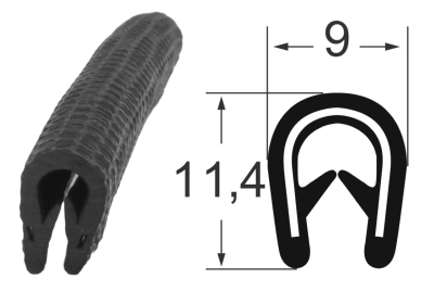 Kantenschutzprofil 1310033, KB 2-4, PVC 9x11,4, schwarz