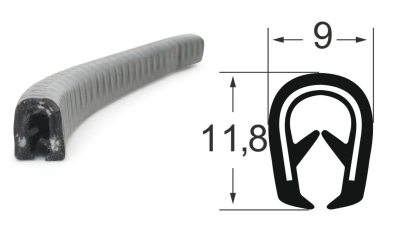 Kantenschutzprofil 1311019, KB 1-3, PVC 9x11,8, schwarz