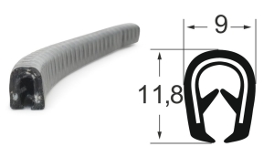 Kantenschutzprofil 1311019, KB 1-3, PVC 9x11,8, schwarz