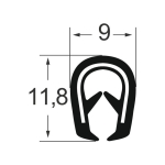 Kantenschutzprofil 1311019, KB 1-3, PVC 9x11,8, schwarz