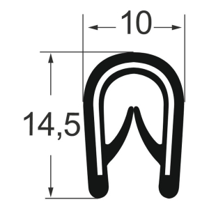 Kantenschutzprofil 1310005, KB 1-4, PVC 10x14,5, schwarz