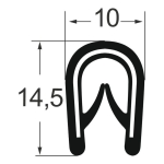 Kantenschutzprofil 1310005, KB 1-4, PVC 10x14,5, schwarz