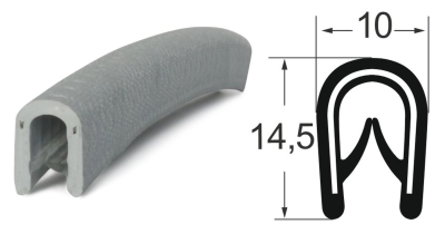 Kantenschutzprofil 1310006, KB 1-4, PVC 10x14,5, helles grau