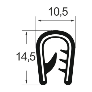 Kantenschutzprofil 1310009, KB 2-5, PVC 10,5x14,5, schwarz