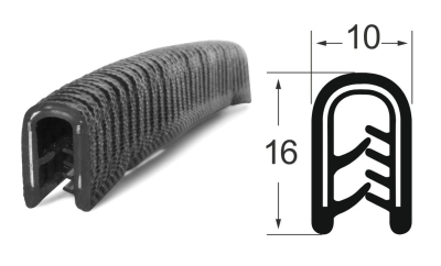 Kantenschutzprofil 1311023, KB 1-4, PVC 10x16, schwarz