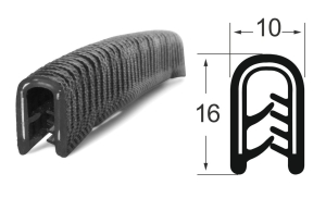 Kantenschutzprofil 1311023, KB 1-4, PVC 10x16, schwarz