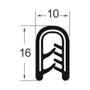Kantenschutzprofil 1311023, KB 1-4, PVC 10x16, schwarz