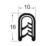 Kantenschutzprofil 1311023, KB 1-4, PVC 10x16, schwarz