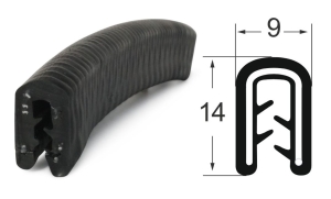 Kantenschutzprofil 1311022, KB 2-5, PVC 10,5x14,5, schwarz