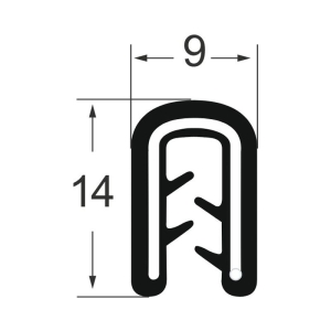 Kantenschutzprofil 1311022, KB 2-5, PVC 10,5x14,5, schwarz