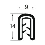 Kantenschutzprofil 1311022, KB 2-5, PVC 10,5x14,5, schwarz