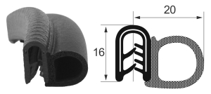 Kantenschutzdichtprofil 1311049, PVC/EPDM, schwarz