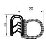 Kantenschutzdichtprofil 1311049, PVC/EPDM, schwarz