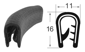 Kantenschutzprofil 1310010, KB 4-6- PVC 11x16, schwarz