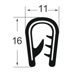 Kantenschutzprofil 1310010, KB 4-6- PVC 11x16, schwarz