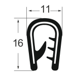 Kantenschutzprofil 1310010, KB 4-6- PVC 11x16, schwarz