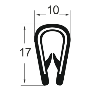 Kantenschutzprofil 1310008, KB 2-4, PVC 10x17, schwarz