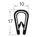 Kantenschutzprofil 1310008, KB 2-4, PVC 10x17, schwarz