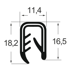 Kantenschutzprofil 1311026, KB 4-6, PVC 11,4x16,5/18,2, schwarz