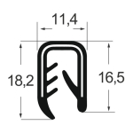 Kantenschutzprofil 1311026, KB 4-6, PVC 11,4x16,5/18,2, schwarz
