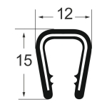 Kantenschutzprofil 1310012, KB 6-8, PVC 12x15, schwarz