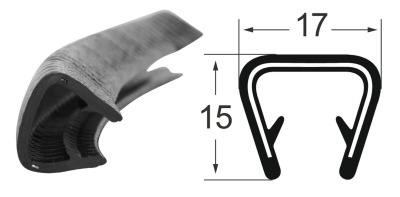 Kantenschutzprofil 1311028, KB 10-12, PVC 15x17, schwarz