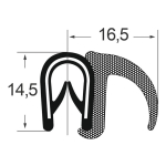 Kantenschutzdichtprofil 1310017, KB 1-4, PVC/EPDM, schwarz