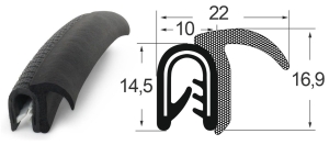 Kantenschutzdichtprofil 1310018, 1-3,5, PVC/EPDM, schwarz