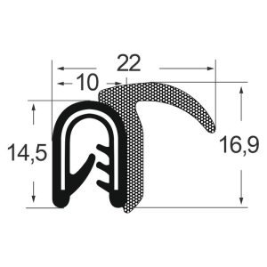 Kantenschutzdichtprofil 1310018, 1-3,5, PVC/EPDM, schwarz