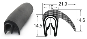 Kantenschutzdichtprofil 1310034, KB 1-4, PVC/EPDM, schwarz
