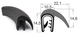 Kantenschutzdichtprofil 1310034S, KB 2-5, PVC/EPDM, schwarz