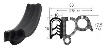 Kantenschutzdichtprofil 1310072, KB 1-2,5, EPDM, schwarz